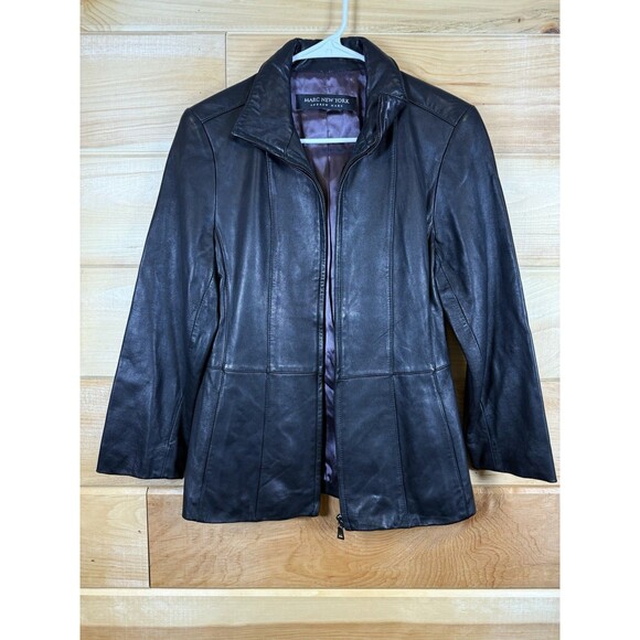 Marc New York Jackets & Blazers - Marc New‎ York Buttery Soft leather Jacket Women’s Sm Black With Purple Lining